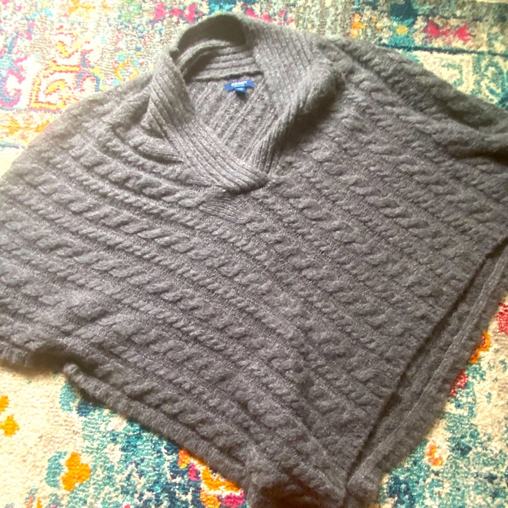 Old navy gray cable knit sweater poncho xl/xxl